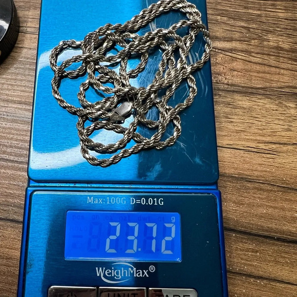 36” Sterling Silver 2mm Rope Chain - Picture 2 of 7